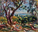 Pierre Auguste Renoir Famous Paintings - Cagnes Landscape with Woman and Child